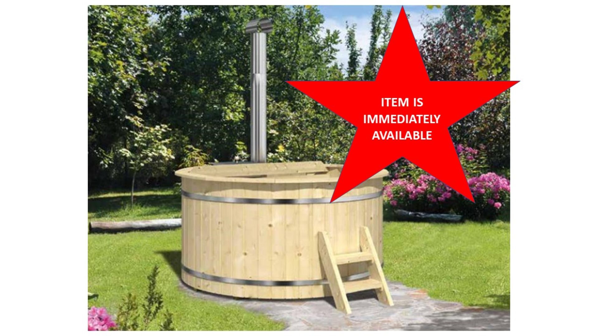 + VAT Brand New Spruce Wooden Hot Tub- 4/6 Person - 105cm Tall - 42mm Thickness - Internal Heater -