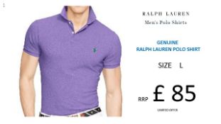 + VAT Brand New Ralph Lauren Custom-Fit Small Pony Polo Shirt - Spring Lilac Size L - Ribbed Polo