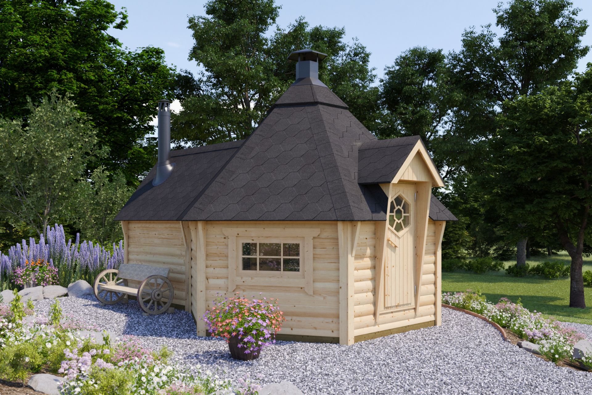 + VAT Brand New 9.2m Sq + 4m Sq Sauna With Extension - Shingles Not Included - Item Is Available - Image 2 of 3