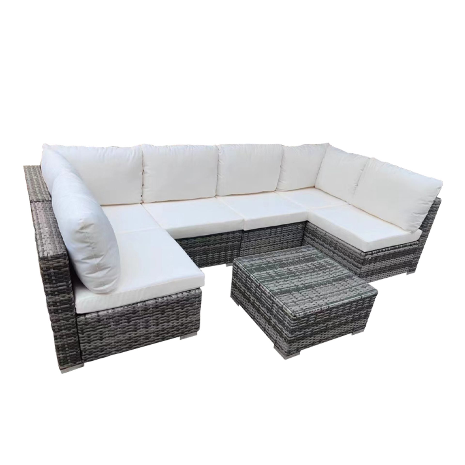+ VAT Brand New Chelsea Garden Company U Shaped Light Grey Rattan Garden Sofa Set With Tempered