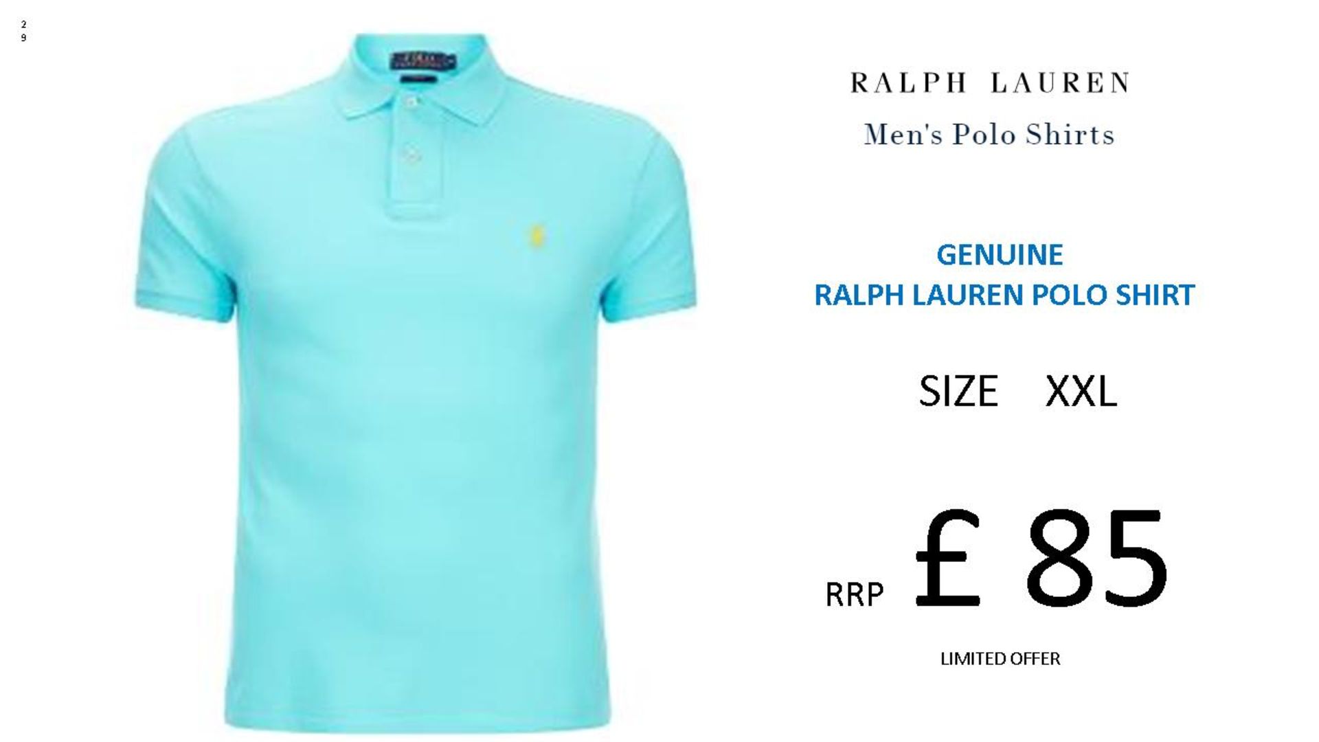 + VAT Brand New Ralph Lauren Custom-Fit Small Pony Polo Shirt - Hammond Blue - Size XXL - Ribbed