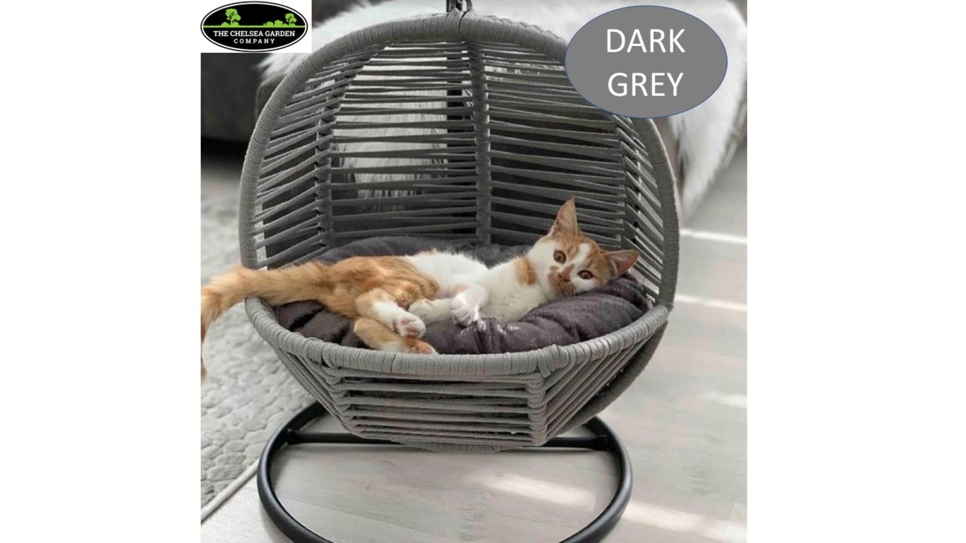 + VAT Brand New Chelsea Garden Company Cat Egg Chair - Dark Grey - Item Available Approx 28 Days
