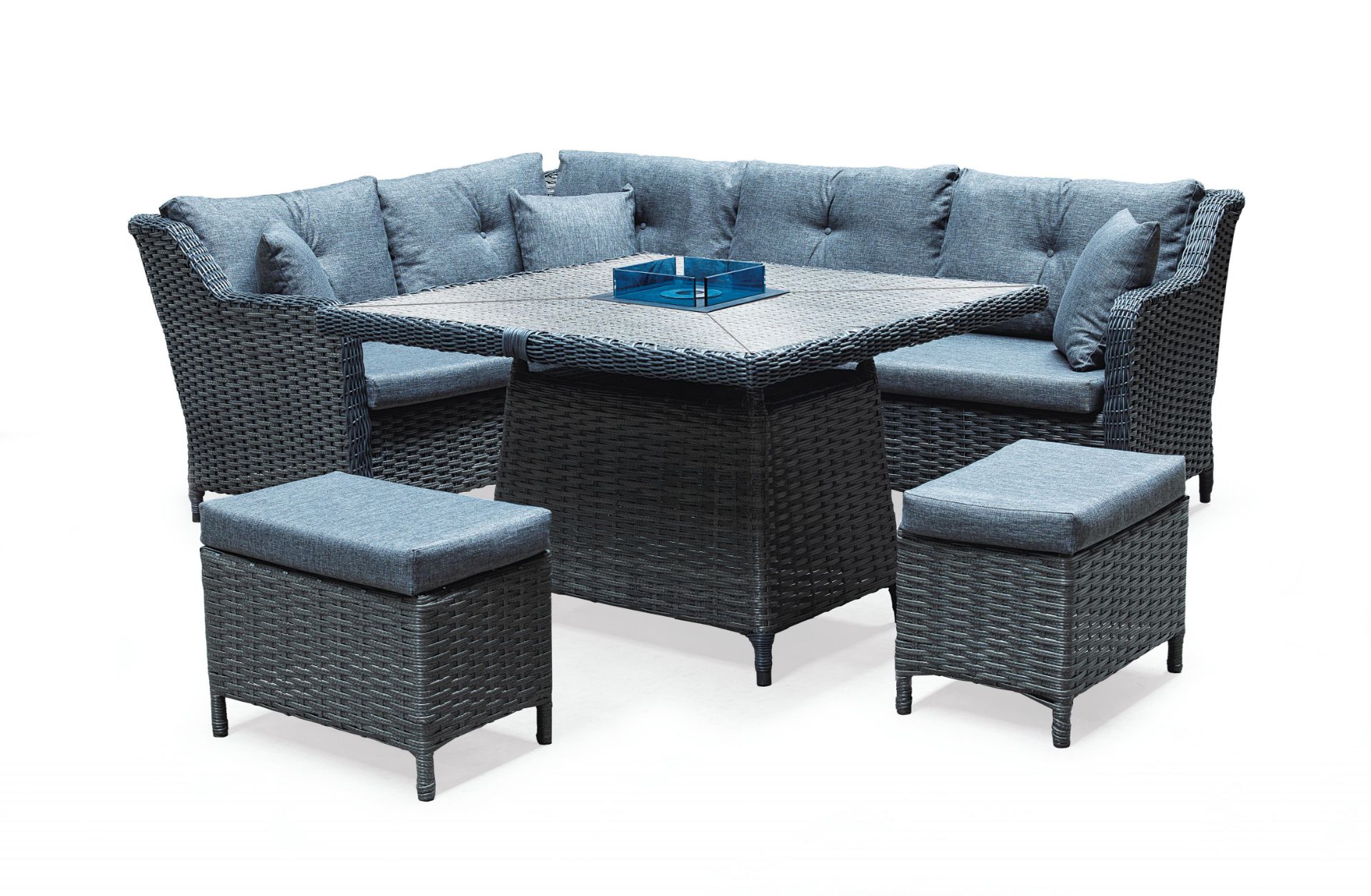 + VAT Brand New SRP £2299.99 The Chelsea Garden Co "Valencia" Grey Range Rattan Corner Dining Set