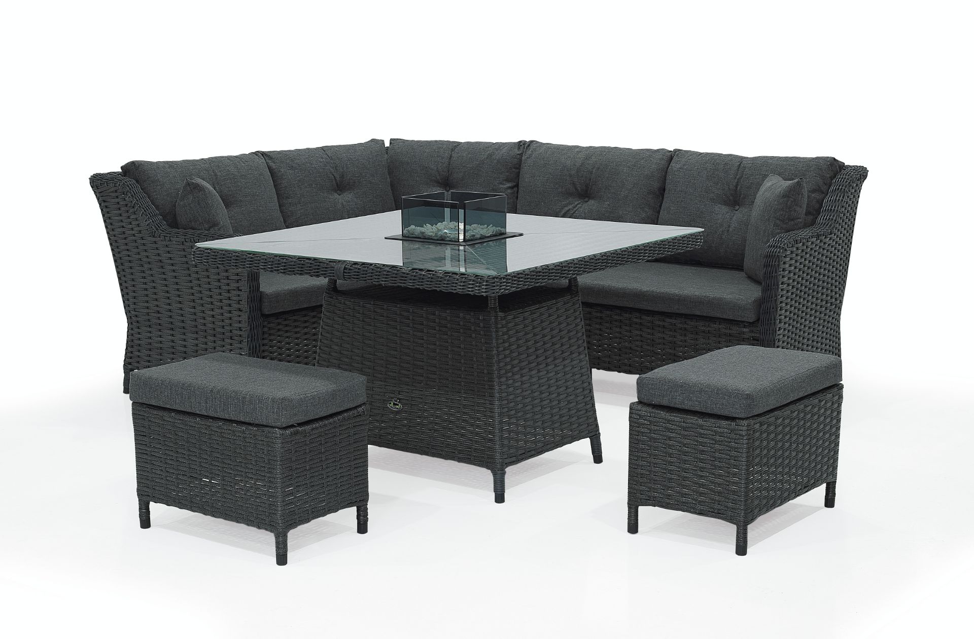 + VAT Brand New SRP £2299.99 The Chelsea Garden Co "Valencia" Grey Range Rattan Corner Dining Set