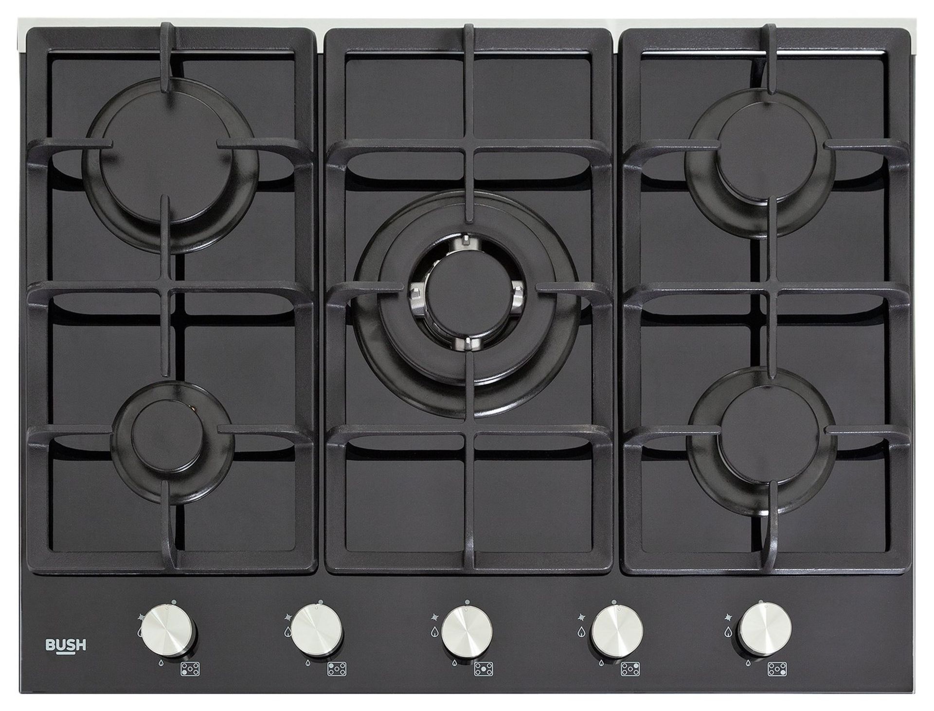 + VAT Grade A/B Bush B5BGHGG Gas Hob - Five Cooking Zones - Automatic Ignition - Front Mounted