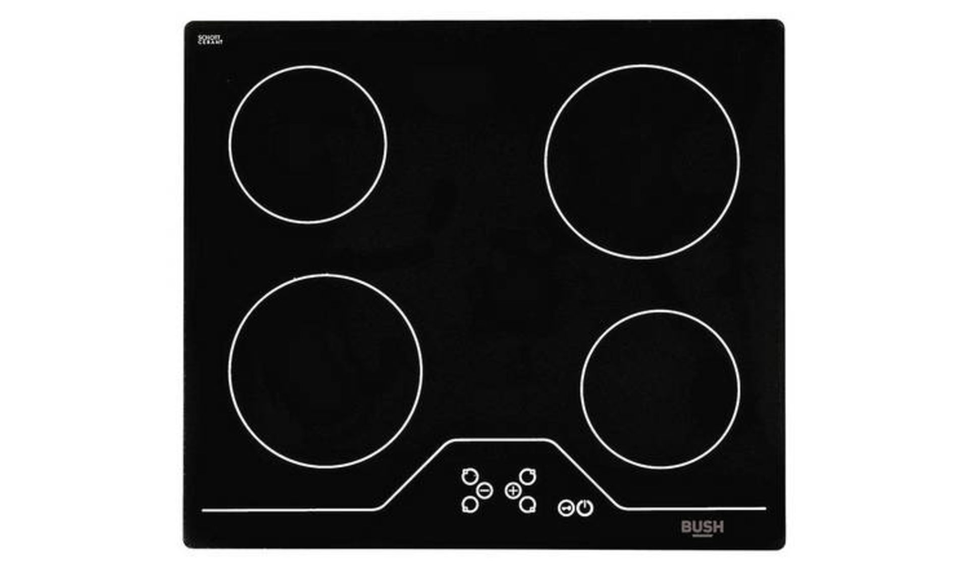 + VAT Grade A/B Bush A60CT Electric Ceramic Hob - Four Cooking Zones - Touch Control - Residual