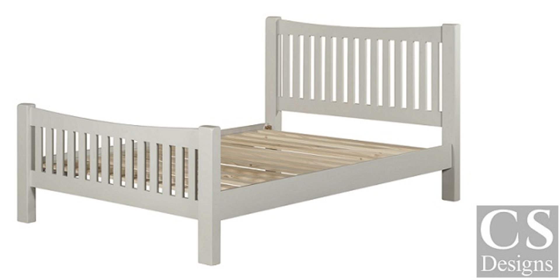 + VAT Brand New CS Designs "Daylesford" King Size Bed Frame With Natural Oak Tops And Solid