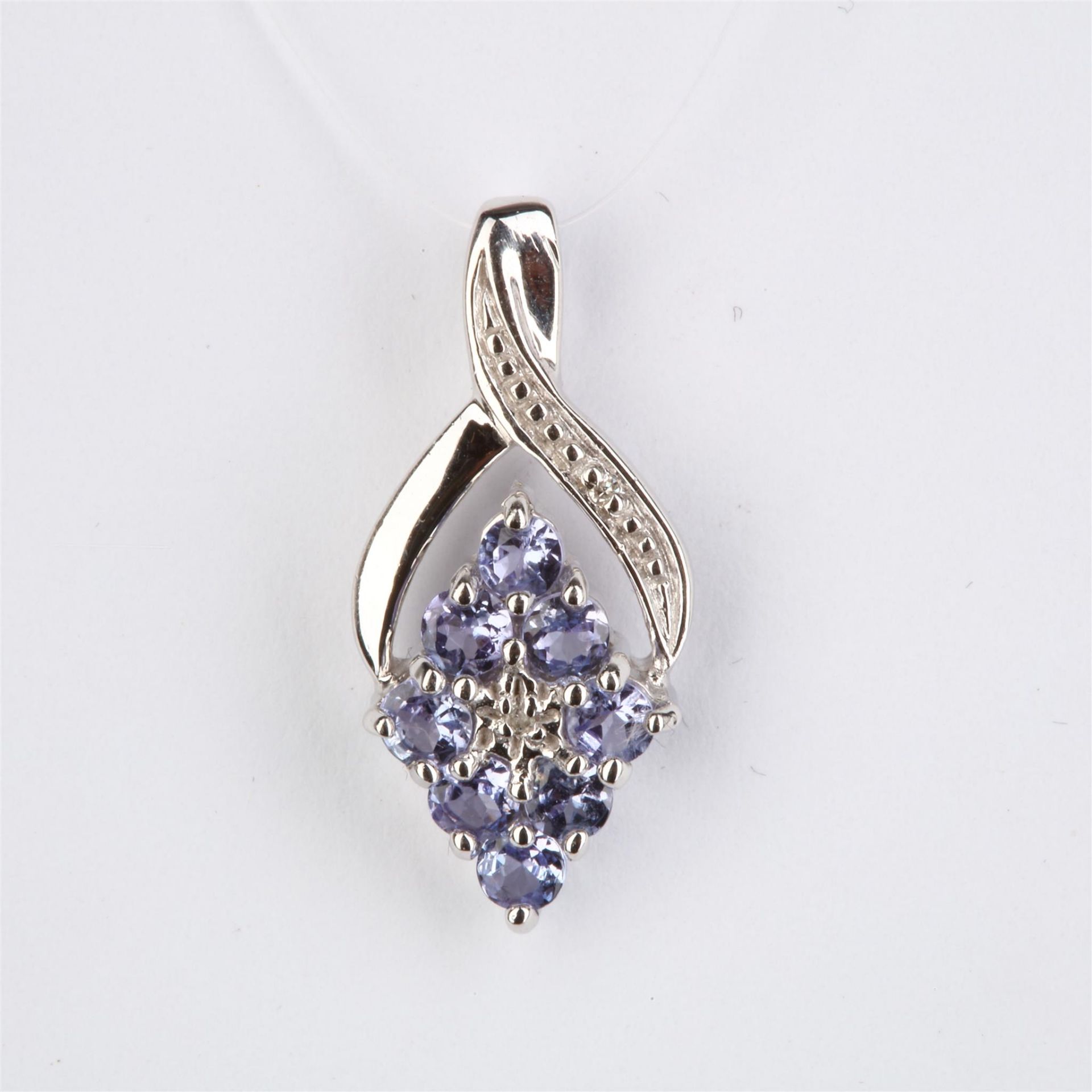 + VAT Ladies Silver Sapphire and Diamond Pendant