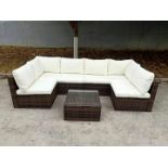 + VAT Brand New Chelsea Garden Company U Shaped Brown Rattan Garden Sofa Set With Tempered Glass