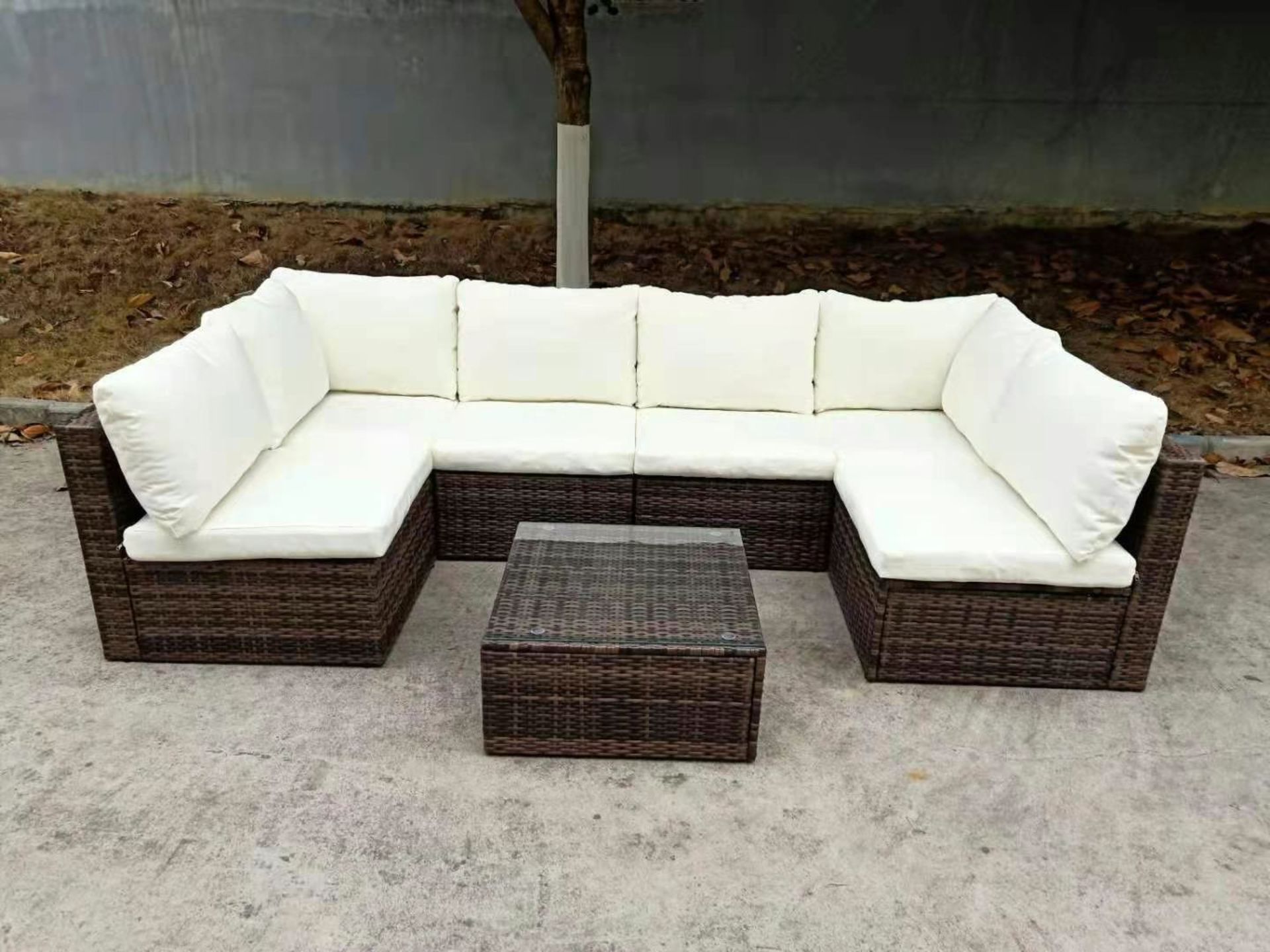 + VAT Brand New Chelsea Garden Company U Shaped Brown Rattan Garden Sofa Set With Tempered Glass