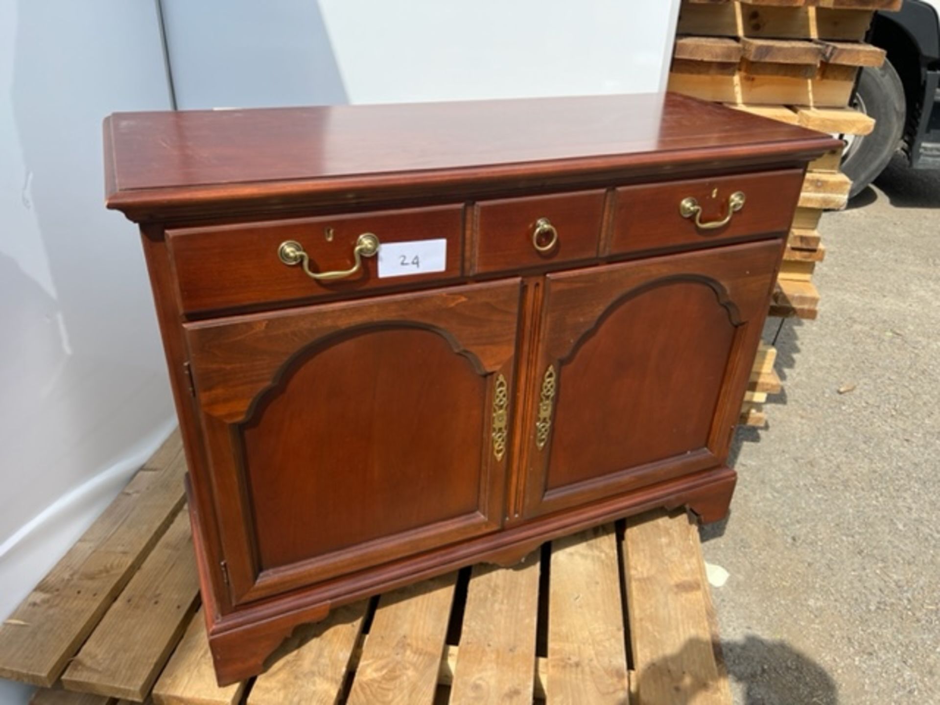 No VAT Cherrywood Three Drawer Two Door Sideboard - Image 2 of 2