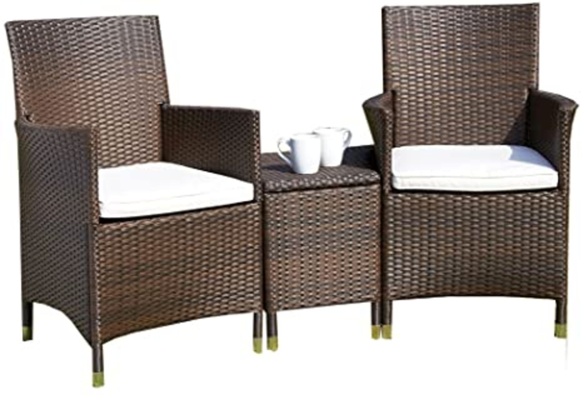 + VAT Brand New Royalcraft Cannes Mocha Brown 2 Seater Fixed Companion Wicker Set - Mocha Brown -