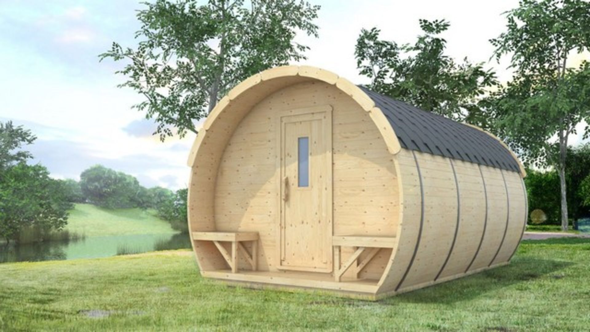 + VAT Brand New 9.5M sq Ice-Viking Barrel- Two Rooms (2x2.3m Sleeping Room and Entrance room with - Image 2 of 12