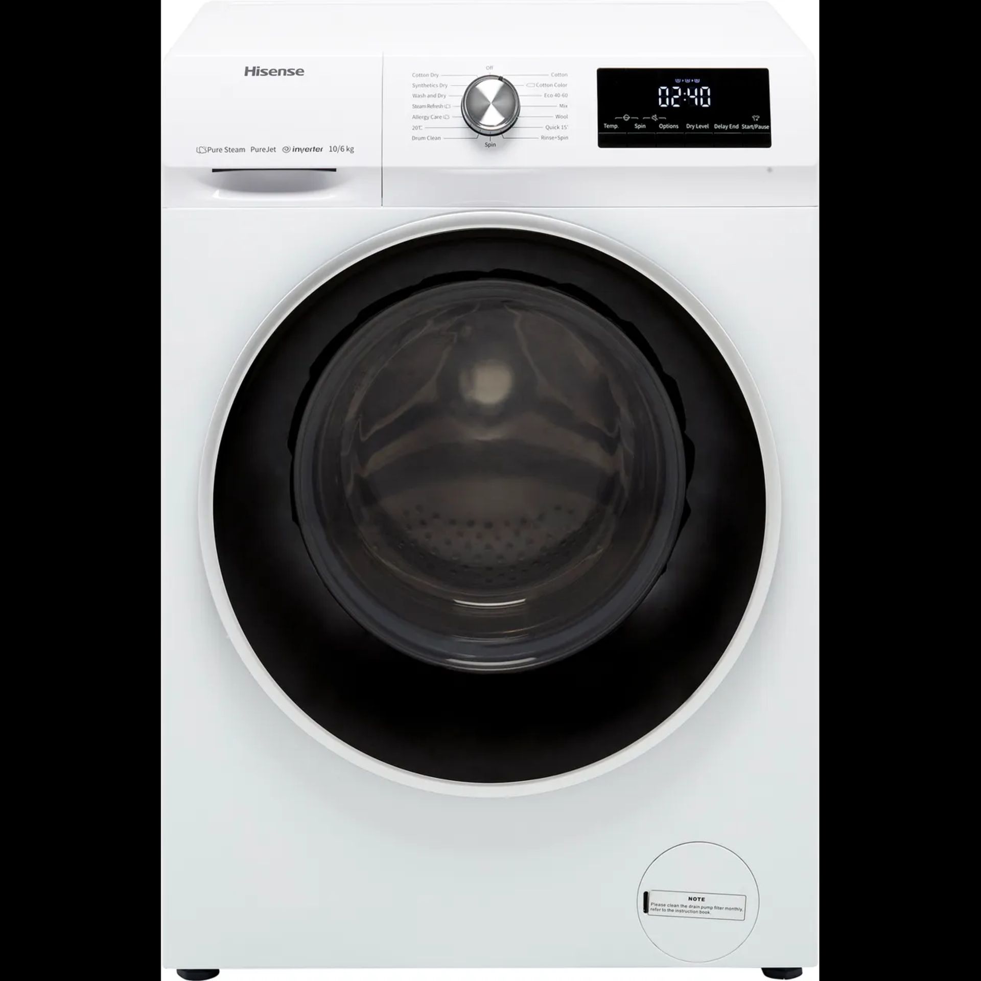 + VAT Grade B ISP £370 - Hisense WDQY1014EVJM 10/6KG Washer Dryer - 1400 RPM - Quickwash - Inverter