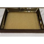+ VAT Dark Wooden Frame Bevelled Edge Mirror Picture Frame - 83.5 x 73.5 x 9.2cm