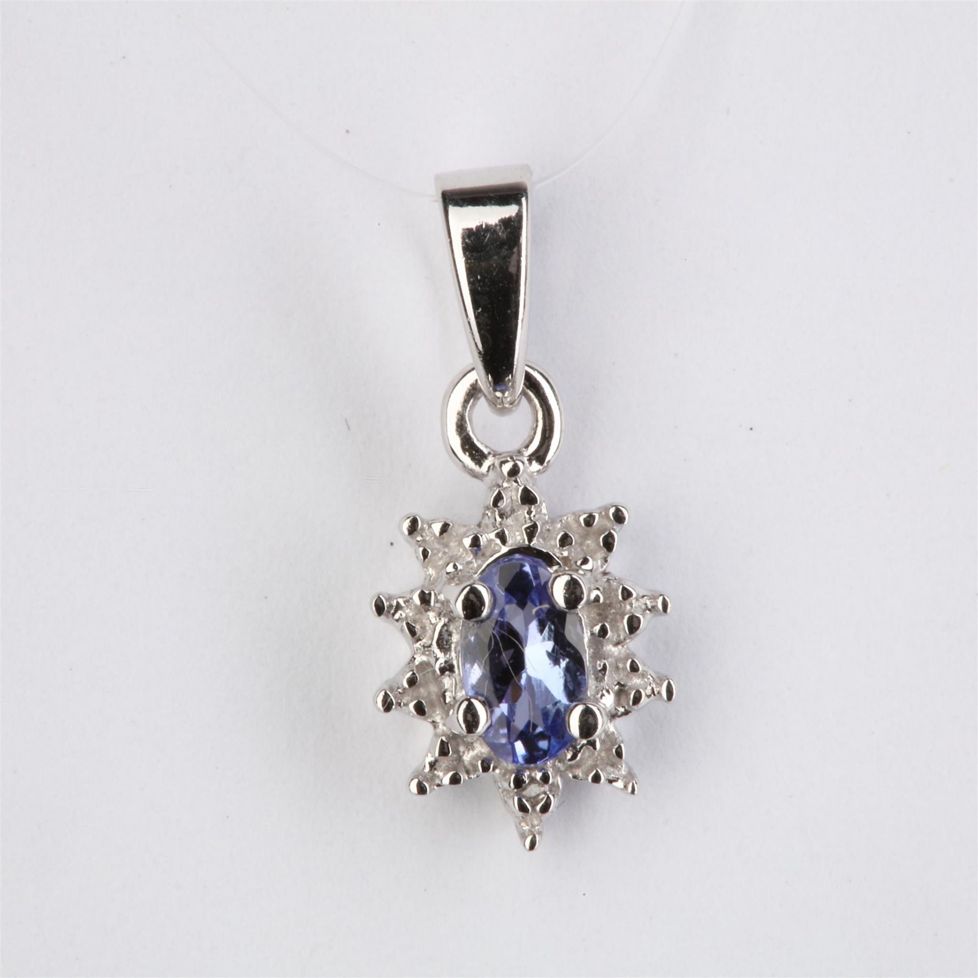 + VAT Ladies Silver Amethyst and Diamond Pendant