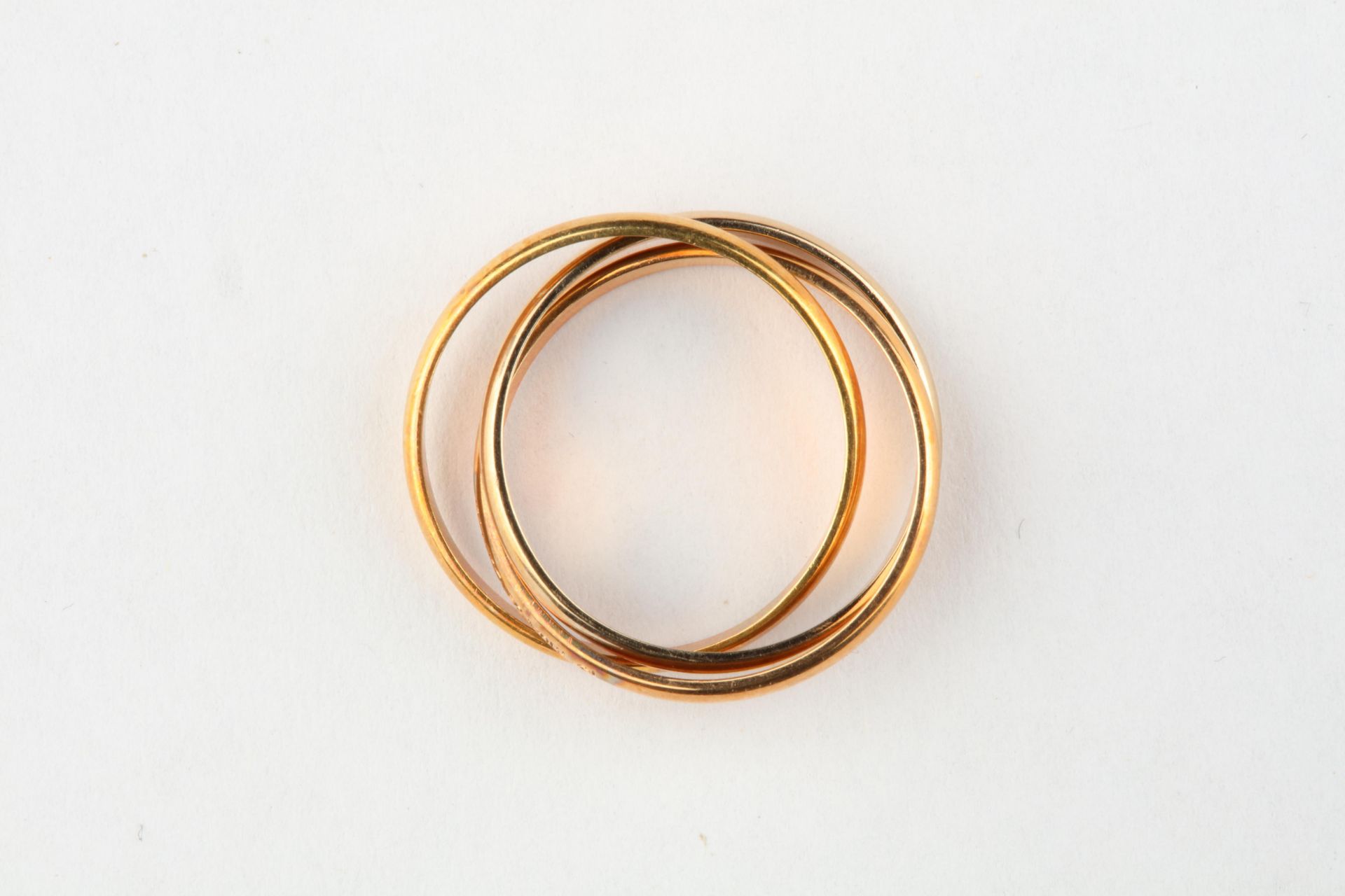 No VAT Cartier Tri Gold Trinity Ring With 18k Yellow Gold, White Gold And Rose Gold - Image 2 of 2