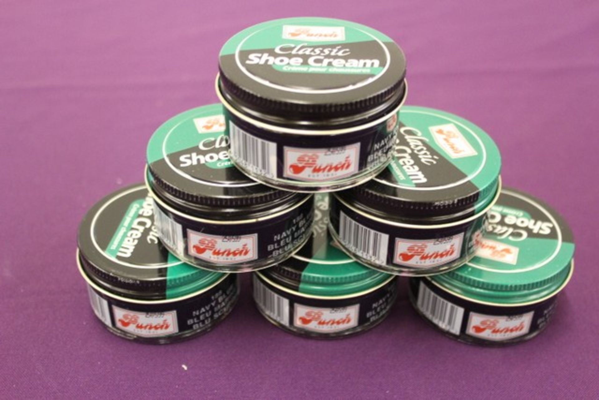 + VAT Brand New Six Jars Of 50ml Punch Classic Shoe Cream Navy Blue (Photo May Vary From Item)