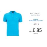 + VAT Brand New Ralph Lauren Custom-Fit Small Pony Polo Shirt - Cove Blue - Size L - Ribbed Polo