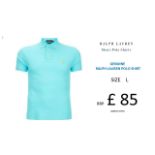 + VAT Brand New Ralph Lauren Custom-Fit Small Pony Polo Shirt - Hammond Blue - Size L - Ribbed Polo