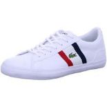 + VAT Brand New Lacoste Trainers UK Size 9 - White Red Navy - Leather & Synthetic - Eu Size 43 - US