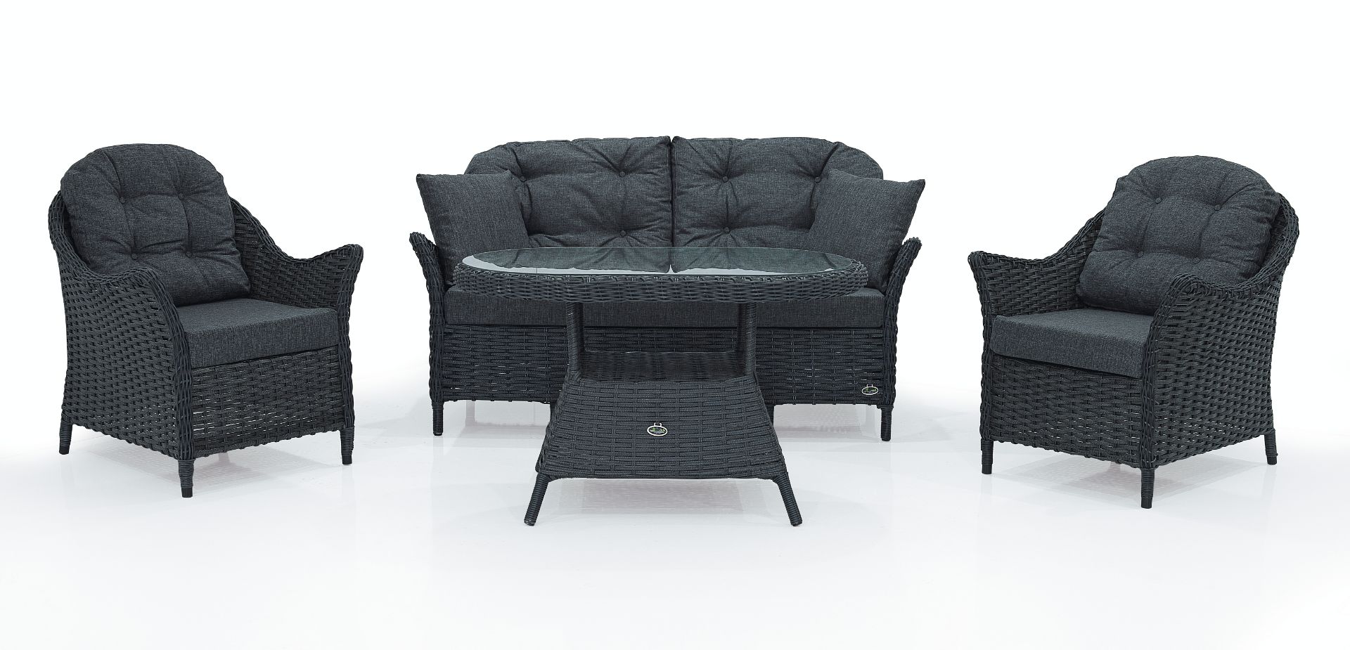 + VAT Brand New SRP £1299.99 The Chelsea Garden Co "Antibes" Range Grey 4 Person Rattan Coffee