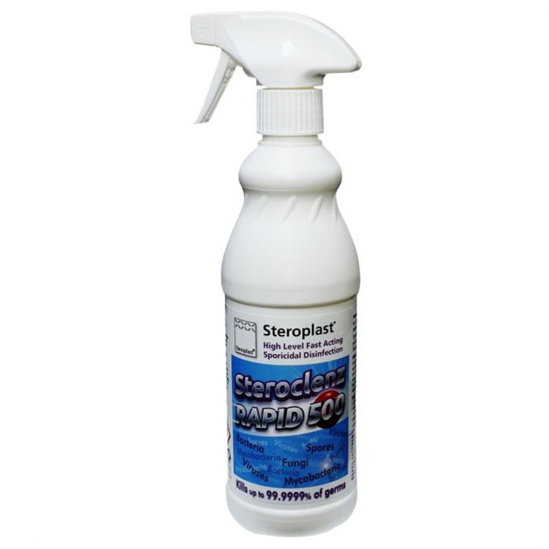 + VAT Grade A A Lot Of Ten 500ml Spray Bottles Steroplast Steroclenz Rapid 500 Sporicidal