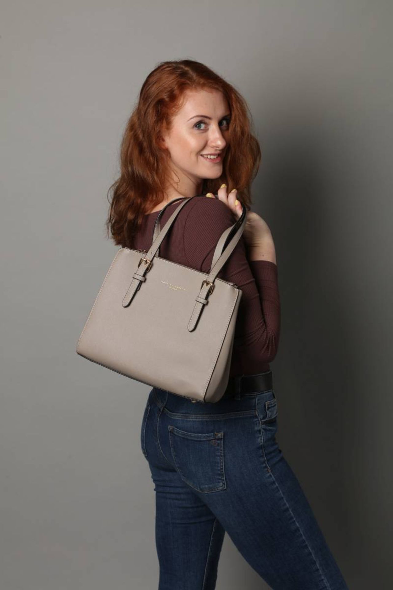 No VAT Brand New Special Edition Katy Elizabeth London Grey Medium Tote Bag With Detachable - Image 4 of 9