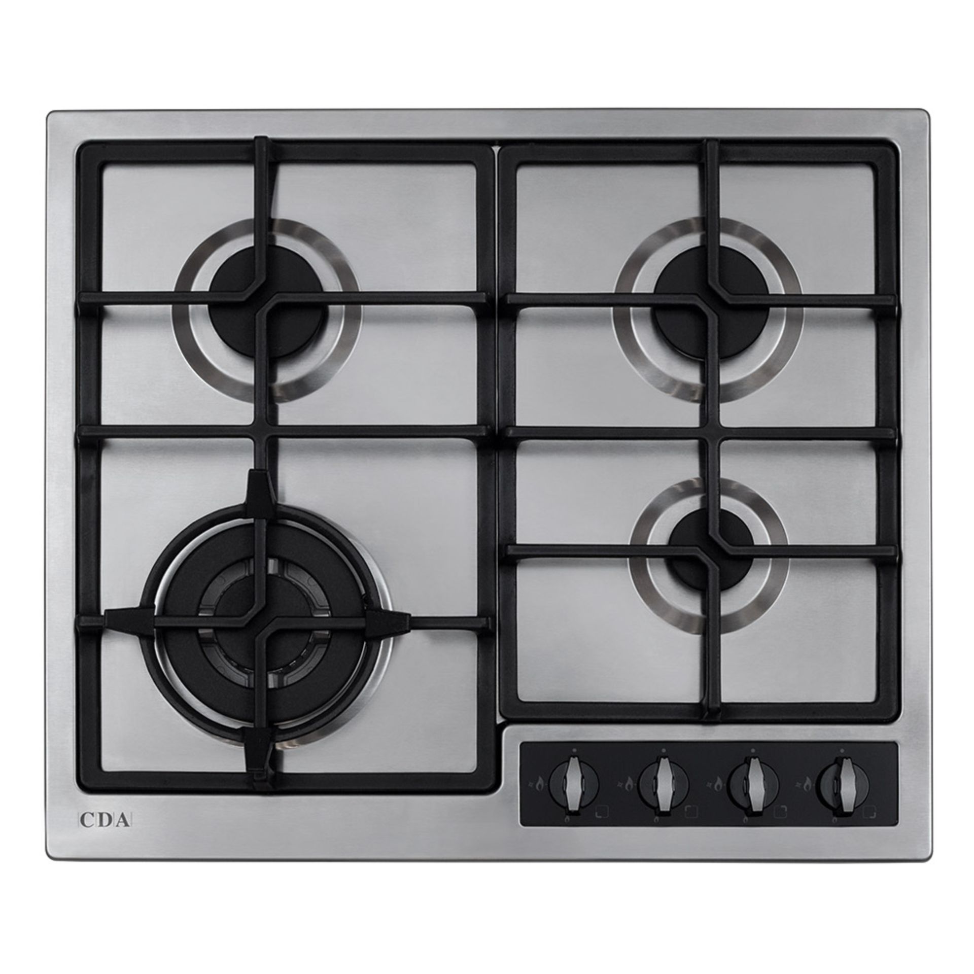+ VAT Grade A CDA HG6350SS Four Burner Stainless Steel Gas - Cast Iron Pan Support - Automatic