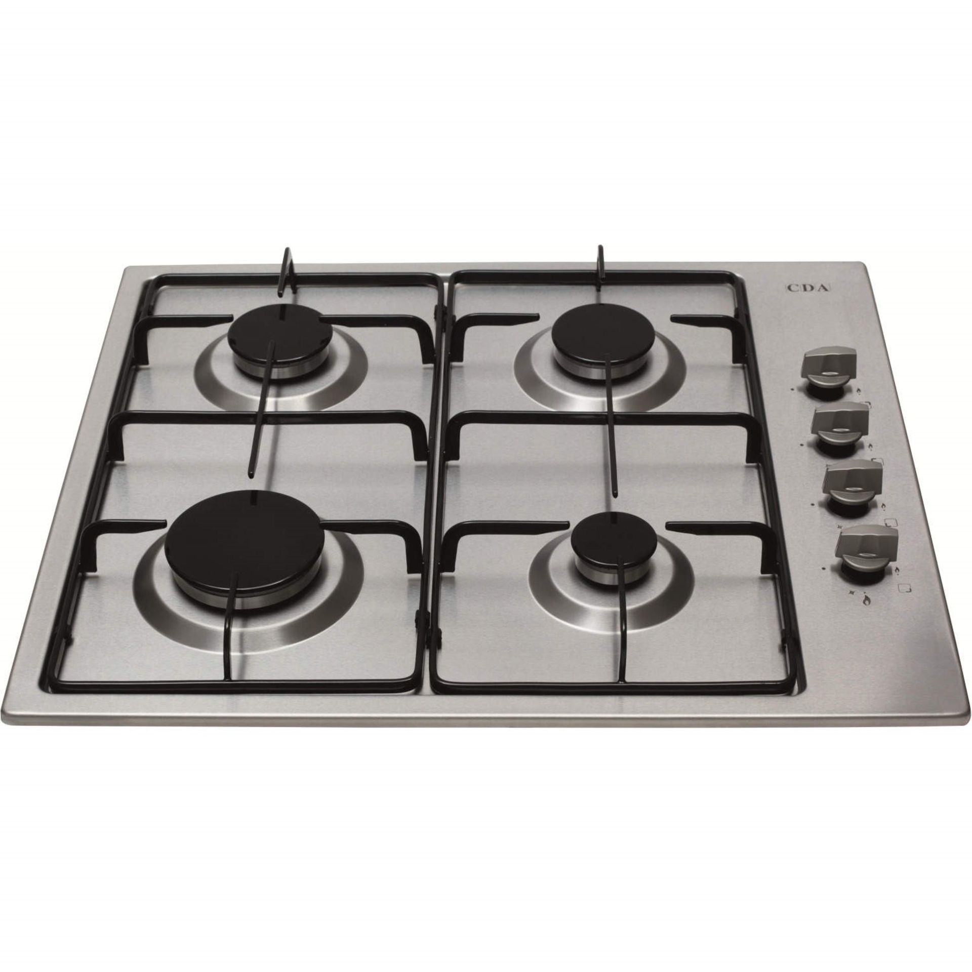 + VAT Grade A CDA HG6150SS 60cm Four Burner Gas Hob - Stainless Steel - Dishwashable Enamel Pan - Image 2 of 2