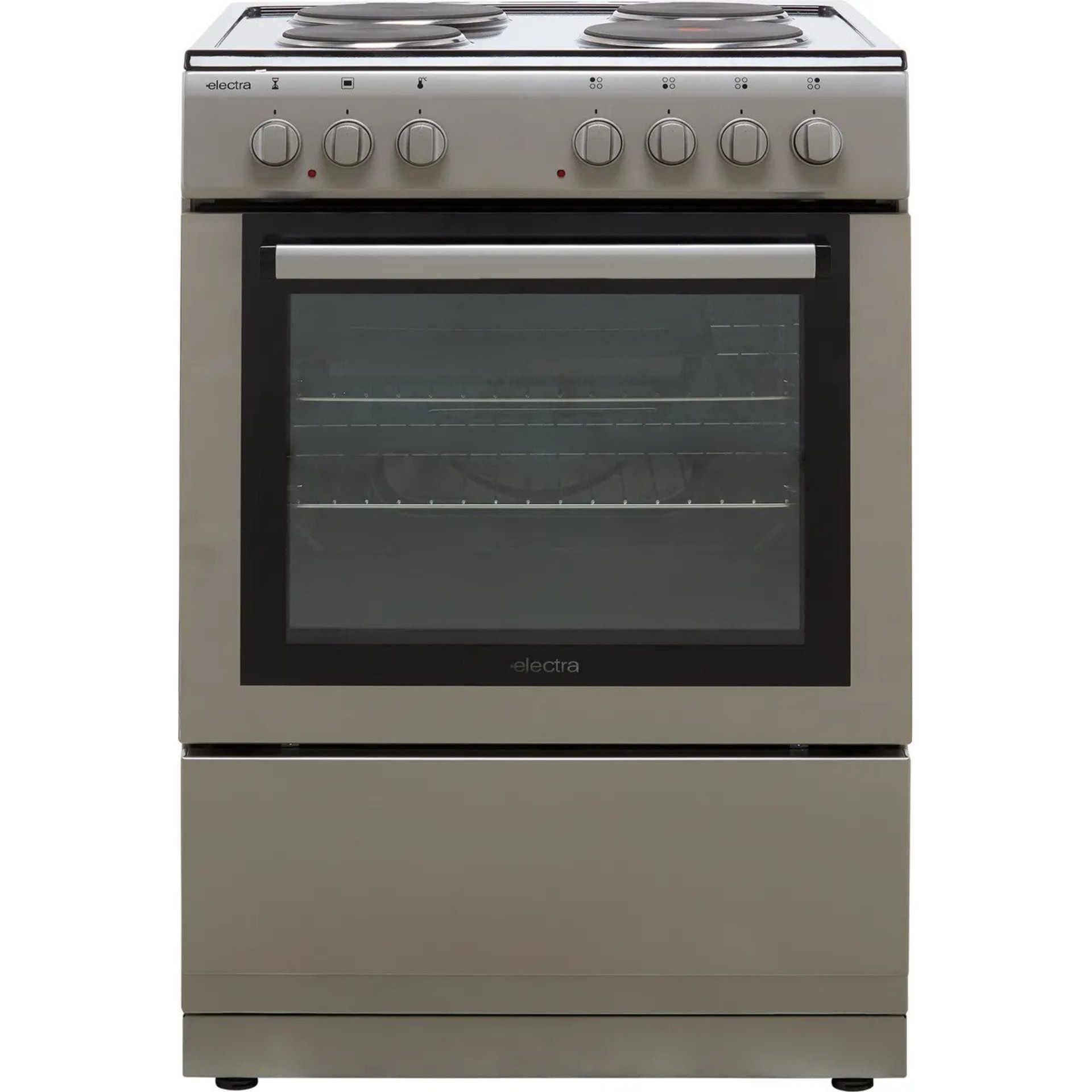 + VAT Grade B ISP £259 - Electra SE60S Electric Cooker With Solid Plate Hob - Oven Capacity 72