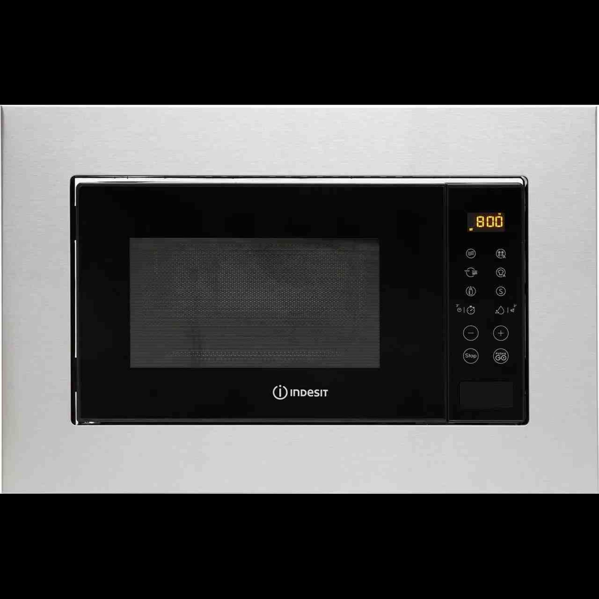 + VAT Grade B ISP £209 - Indesit MWI120GXUK Built In Microwave With Grill - 20 Litre Capacity -