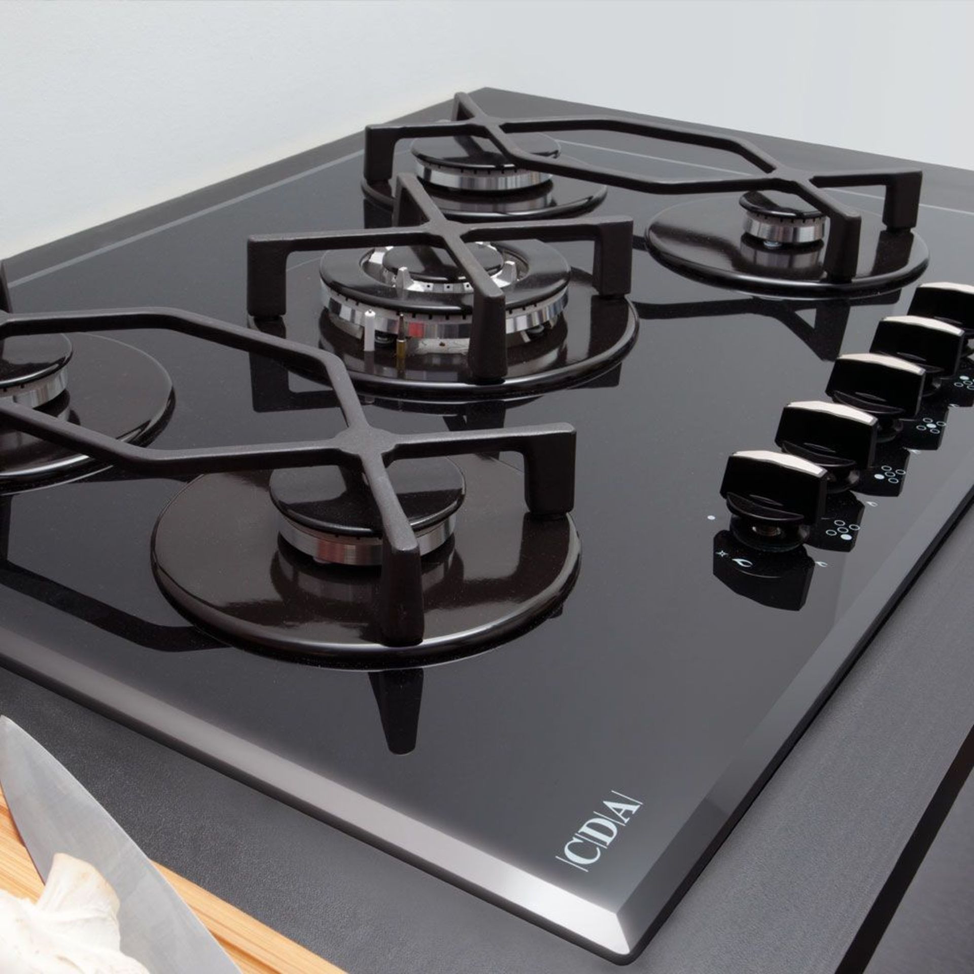 + VAT Grade A CDA HVG720BL Five Burner Gas Hob - Contemporary Gas On Glass Design - Easy Automatic - Image 2 of 3