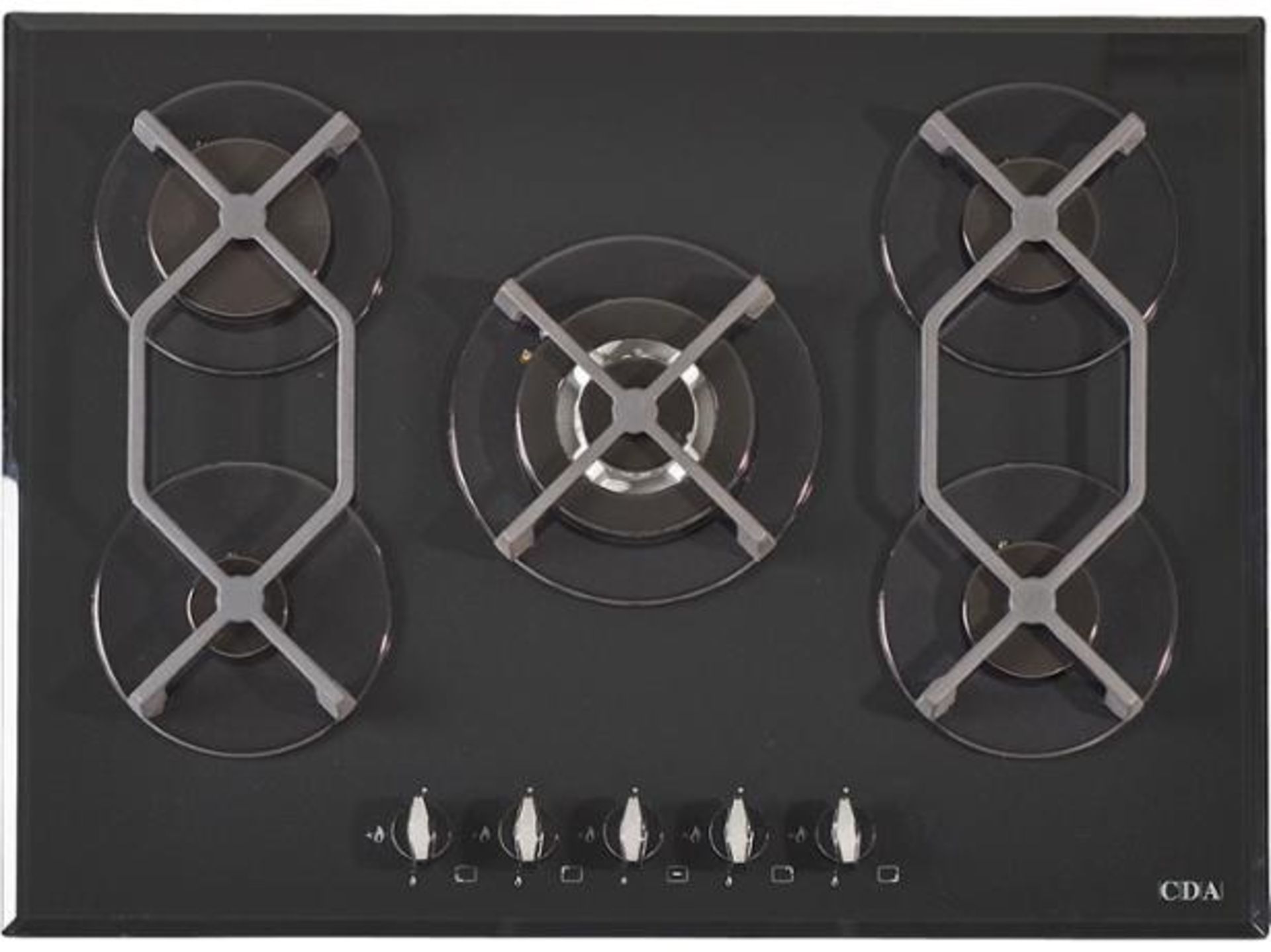 + VAT Grade A CDA HVG720BL Five Burner Gas Hob - Contemporary Gas On Glass Design - Easy Automatic - Image 3 of 3