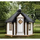 + VAT Brand New 7m sq 6 Corner Spruce Sauna Cabin with 9KW Electric Heater - Pallet Dimesions 3 x