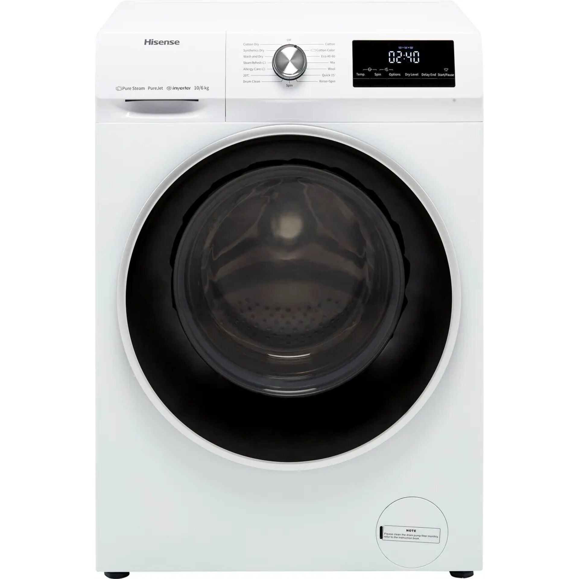 + VAT Grade B ISP £469 - Hisense WDQY1014EVJM 10kg/6kg Washer Dryer - 1400 RPM - Inverter Motor -