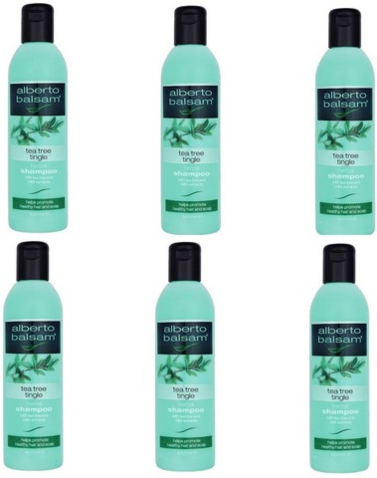 + VAT Brand New A Lot Of Six 400ml Alberto Balsam Tea Tree Tingle Shampoo