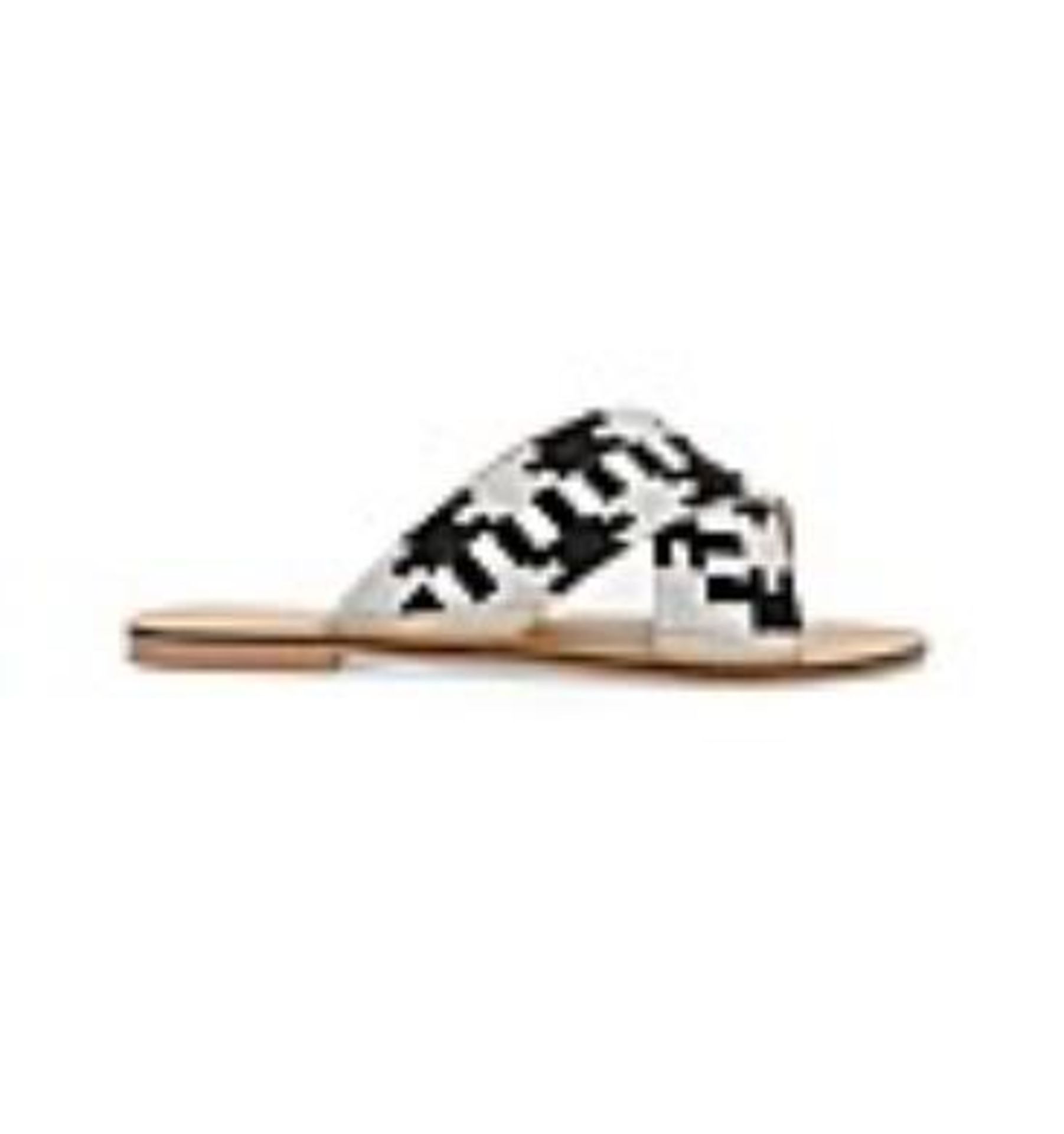 + VAT Brand New Pair Ladies Beaded Mule Wide Sandals Black/White Size 4