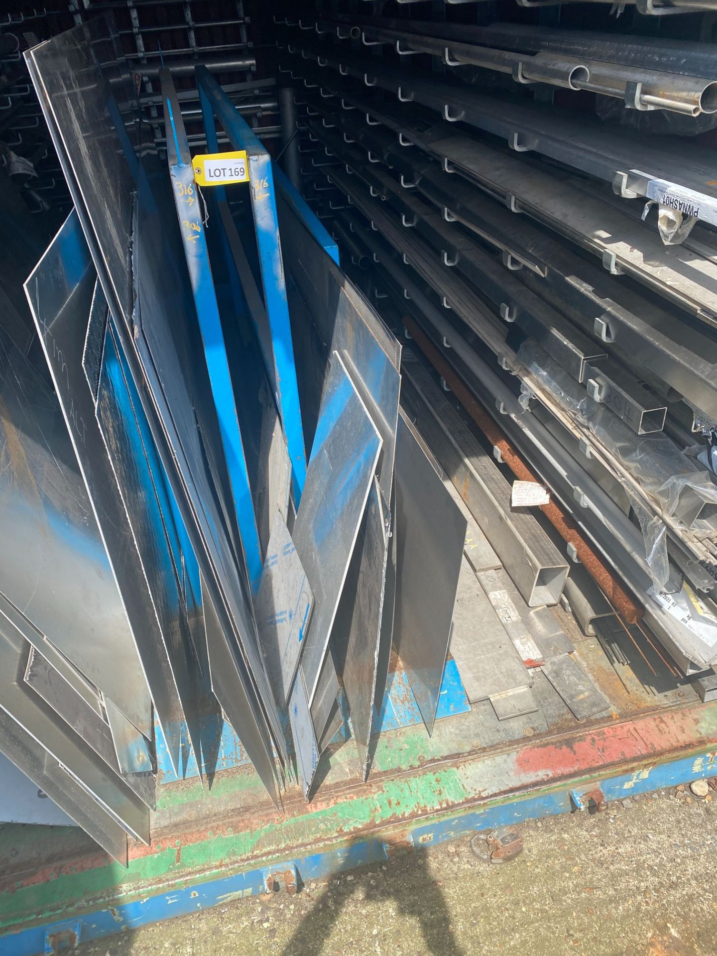 20' steel shipping container and contents including tube, flat, angle & sheet, various (approx 90 - Image 2 of 14