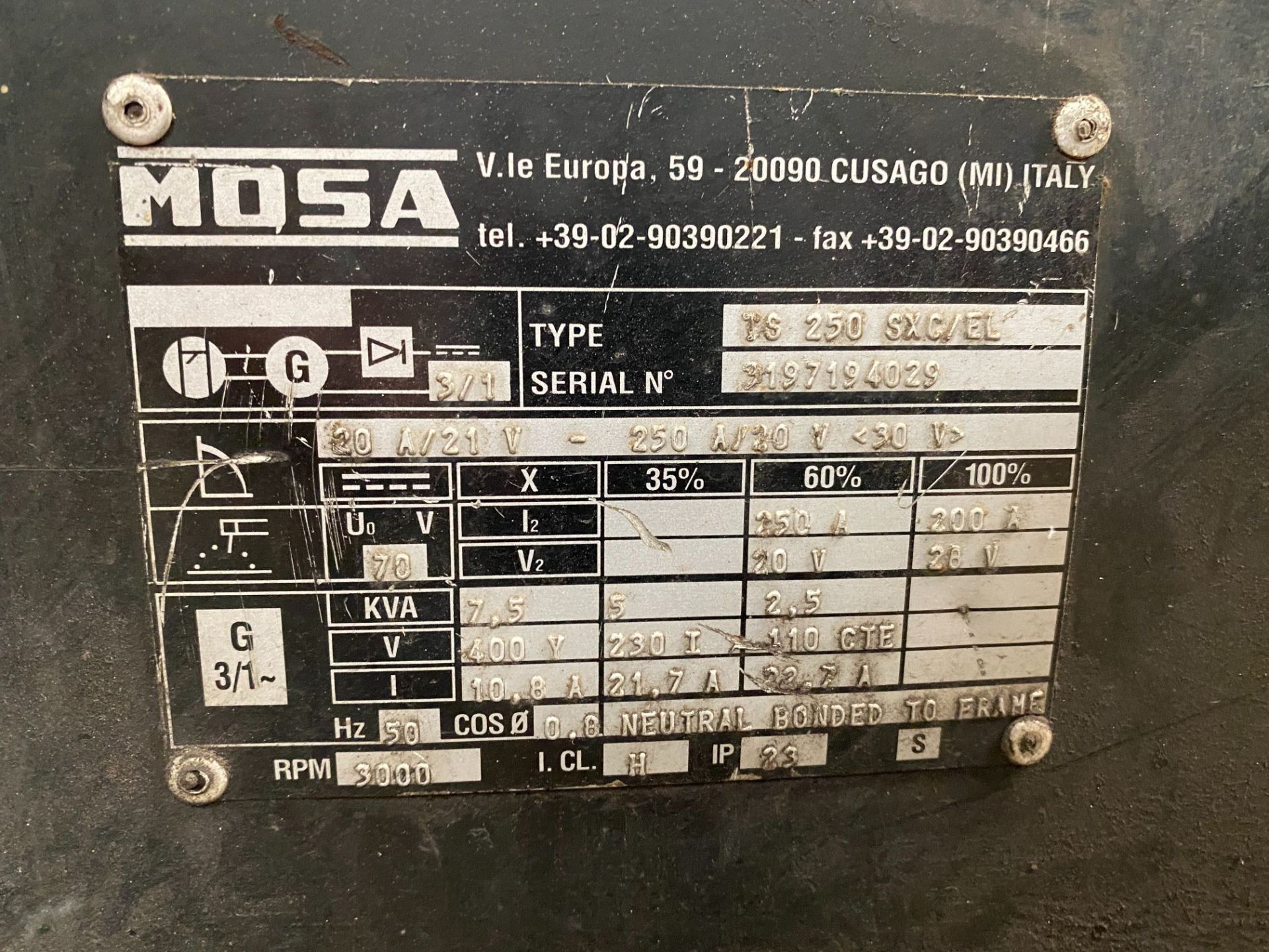 Mosa TS250 SXC Compact diesel engine generator, Serial No: N/A - Image 3 of 4