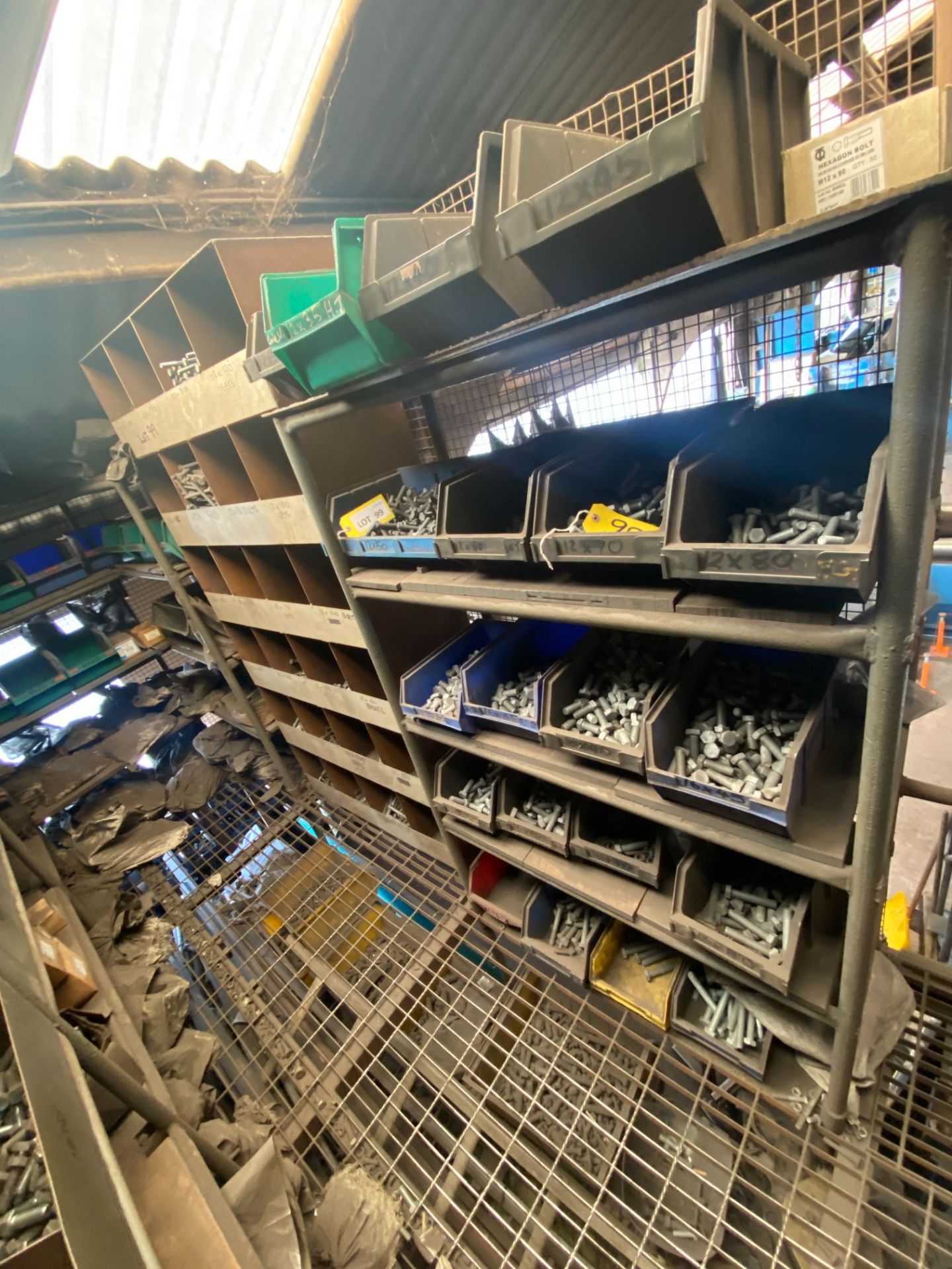 Contents of mezzanine floor corner metric fixings store as lotted including 200 part full / full