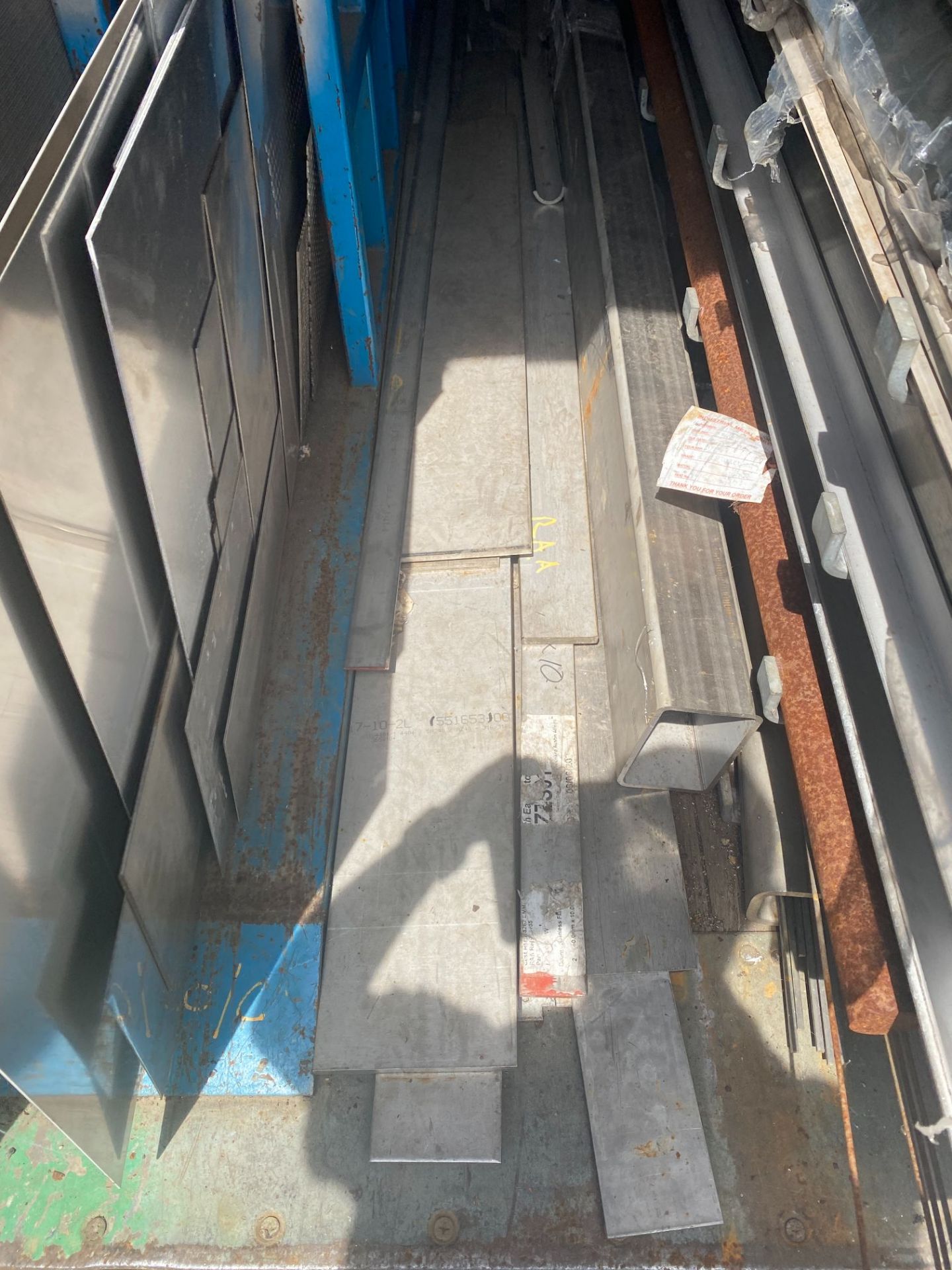 20' steel shipping container and contents including tube, flat, angle & sheet, various (approx 90 - Image 13 of 14