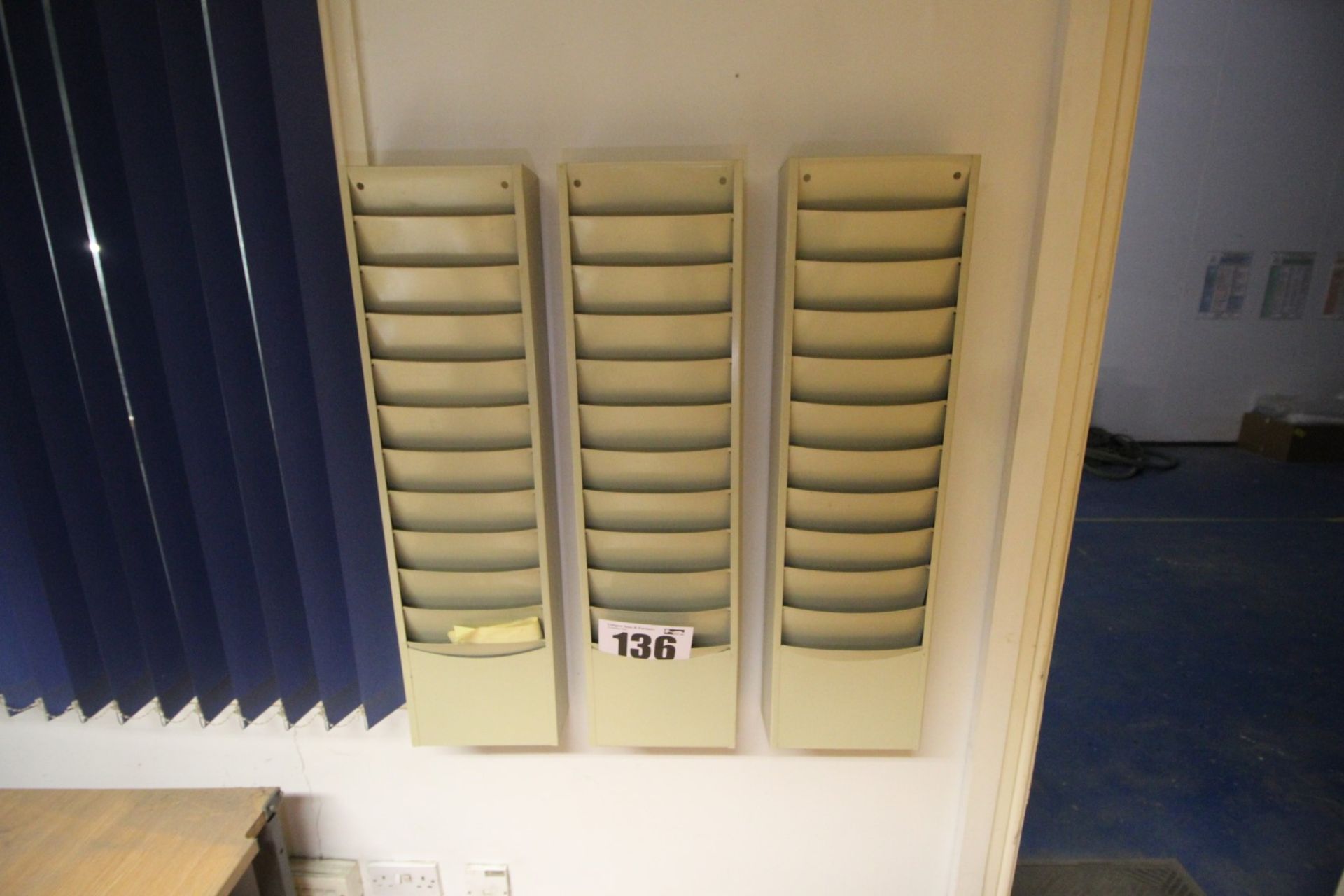 3x WALL MOUNTED, A4 SIZE FILING TRAYS