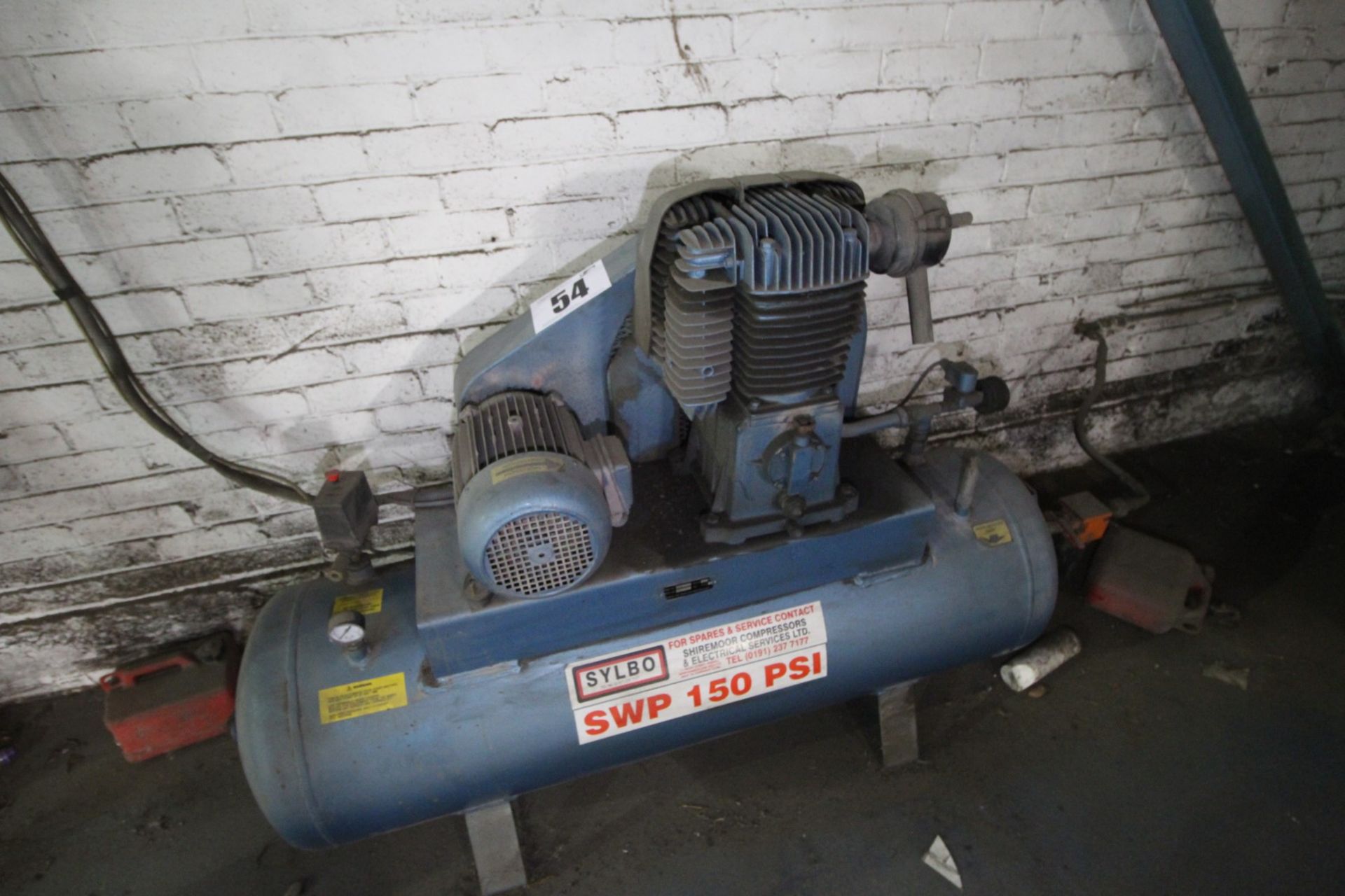 SYLBO, TWIN-PISTON WORKSHOP COMPRESSOR, 3-PHASE ELECTRIC, MODEL NO. AM36EF250. THE PURCHASER IS