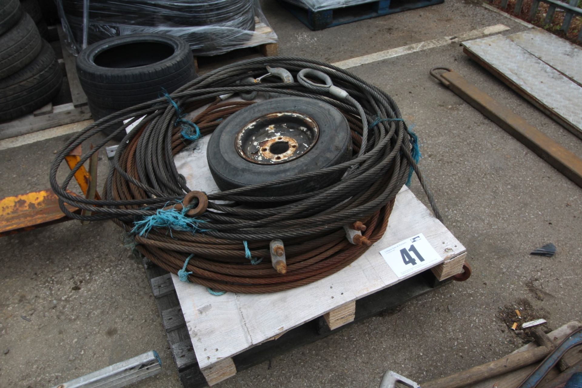 CONTENTS ON PALLET OF QUANTITY OF HEAVY WIRE ROPE