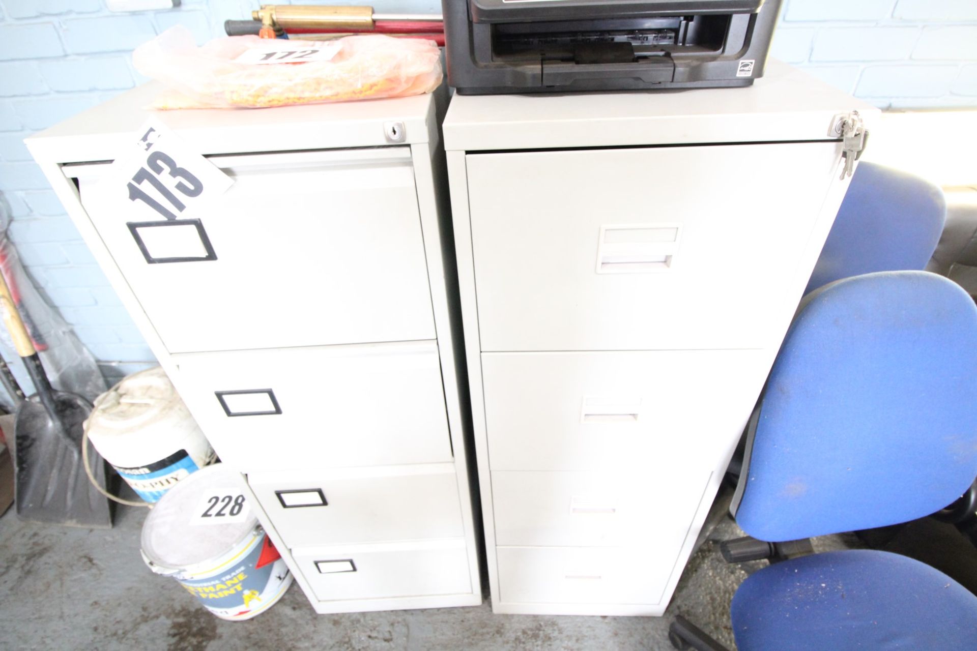 2 LIGHT GREY 4-DRAWER METAL FILING CABINETS