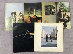 5 Pink Floyd LPs including: "Wish you were Here", "Dark Side of the Moon", "Ummagumma", "Animals"