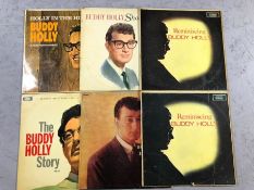 6 Original Coral Buddy Holly LPs including Holly in the Hills, Showcase, Reminiscing and Buddy Holly