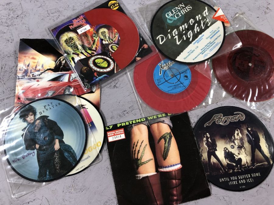 Collection of approx 40 7 inch coloured vinyl and picture discs to include Blur, Iron Maiden, - Image 13 of 13