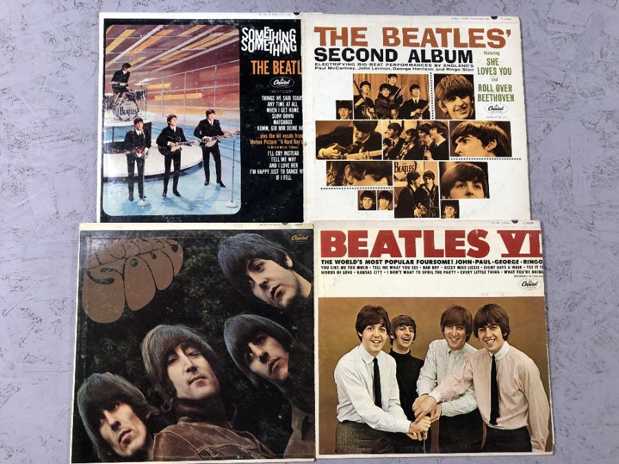 The Beatles LPs: 4 original US pressings on Rainbow Rim Capitol label including: "Something New", "